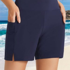 Sports Plain Split Joint Bikini Bottom, swimwear>>Bikini Bottoms, color:Dark_blue|size:XXL, JustFashionNow
