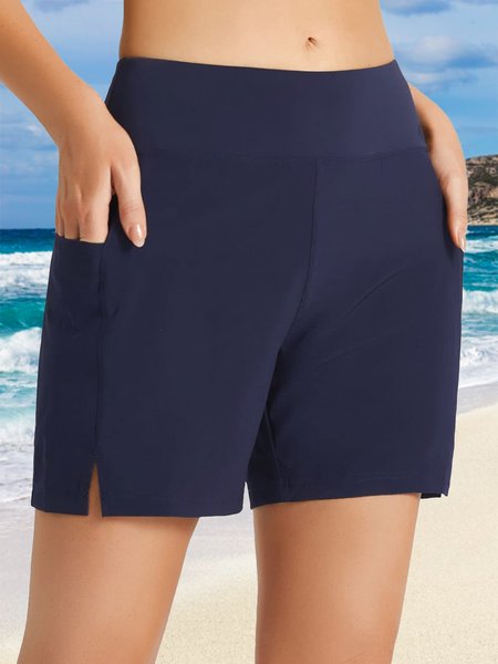 Sports Plain Split Joint Bikini Bottom, swimwear>>Bikini Bottoms, color:Dark_blue|size:XXL, JustFashionNow