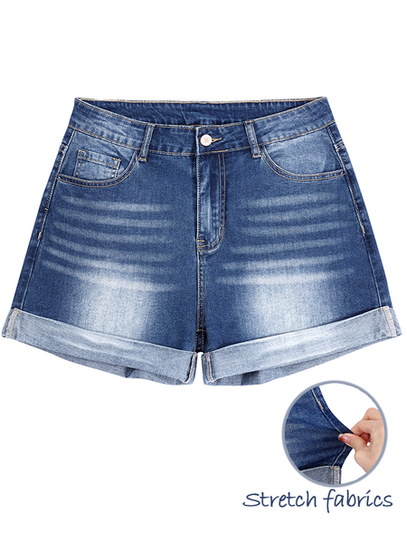 Women's Stretch Jeans Denim Shorts, color:Blue|size:3XL, Lilicloth.com