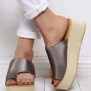JFN Solid Color Casual Platform Thong Slippers, Sandals & Slippers, color:Champagne|size:US 11, JustFashionNow