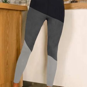 JFN Color Block Casual Leggings, Leggings, color:Black-grey|size:XXL, JustFashionNow