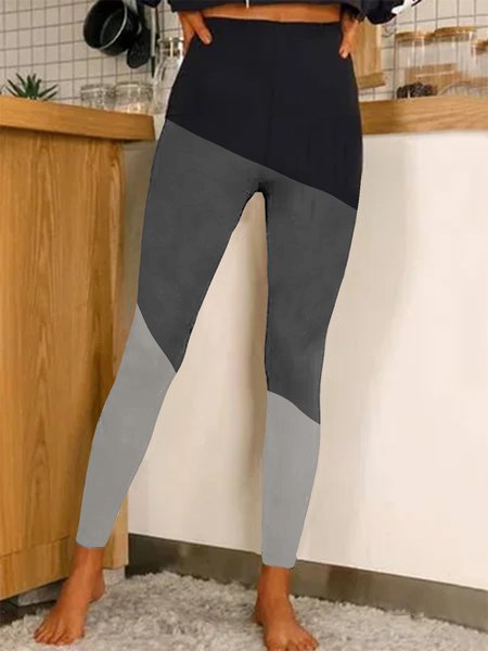 JFN Color Block Casual Leggings, Leggings, color:Black-grey|size:XXL, JustFashionNow