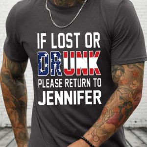 Men‘s Cotton LOST OR DRUNK Crew Neck Casual T-Shirt, color:Deep Gray|size:3XL, Lilicloth.com