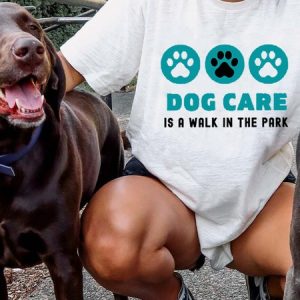 Lilicloth X Funnpaw X Kat8lyst Dog Care Is A Walk In The Park Women's T-Shirt, color:White|size:3XL, Lilicloth.com