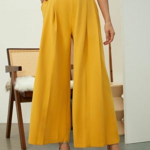 Regular Fit Plain Urban Fashion Pants, Pants, color:Yellow|size:XXL, Stylewe