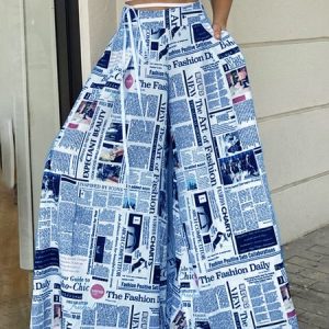 Stylewe Text Letters Regular Fit Urban Fashion Pants, Pants, color:Blue|size:XS, Stylewe