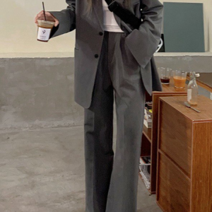 Casual Solid Blazer, Blazers, color:Gray|size:One-size, JustFashionNow