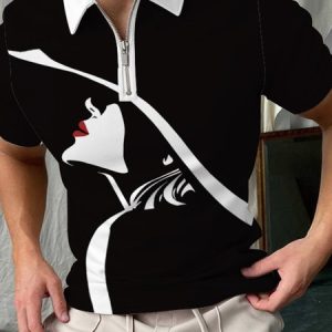 Polo Collar Casual America Flag Polo Shirt, Polos, color:Color22|size:5XL, JustFashionNow