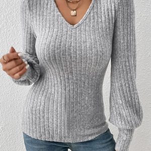 Casual Plain Regular Fit Texture T-Shirt, T-shirts, color:Gray|size:XXL, Noracora