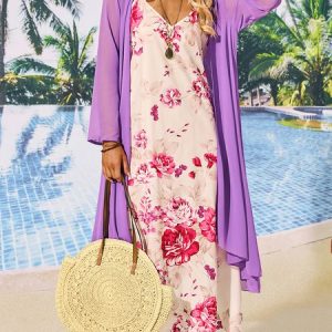 Plain Casual V Neck Two-Piece Set, Casual Dresses, color:Multicolor|size:XXL, JustFashionNow