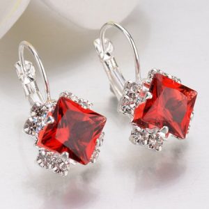 JFN Simple Rhinestone Gem Alloy Earrings, Earrings, color:Red|size:One-size, JustFashionNow