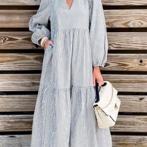 Loose Casual Others Dress, Dresses, color:Black-white|size:XL, JustFashionNow