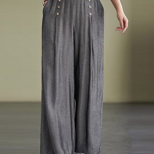 Casual Plain High Waist Long Wide Leg Pants, Joggers, color:Deep Gray|size:XXL, Noracora