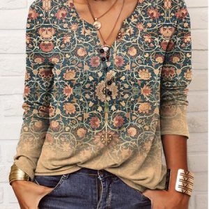 Casual Crew Neck Loose Buckle T-Shirt, T-Shirts, color:Khaki|size:XXL, JustFashionNow