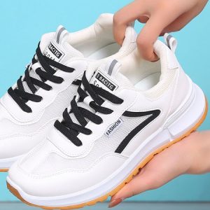 Sports Color Block Lace-Up Flat Heel Outdoor Sneakers, Sneakers&Athletic, color:Black|size:40, Noracora