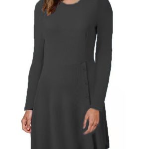 Regular Fit Simple Crew Neck Dress, Dresses, color:Black|size:3XL, JustFashionNow