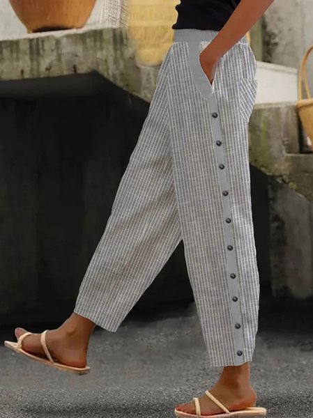 Striped Casual Loose Pants, Pants, color:Gray|size:XXL, JustFashionNow