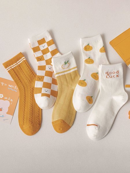 Thanksgiving Orange Cute Combination Sock Set, Socks, color:As Picture|size:One-size, JustFashionNow