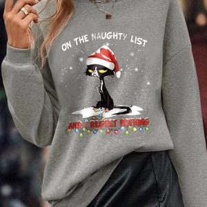 Casual Loose Christmas Crew Neck Sweatshirt, Sweatshirts & Hoodies, color:Gray|size:XXL, JustFashionNow