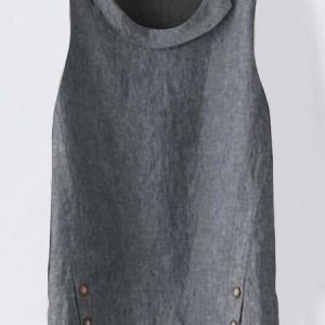 Casual Plain Sleeveless Top, Shirts & Blouses, color:Deep Gray|size:3XL, JustFashionNow