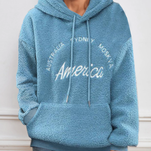 Casual Hoodie Plain Hoodie, Hoodies & Sweatshirts, color:Denim Blue|size:3XL, Noracora