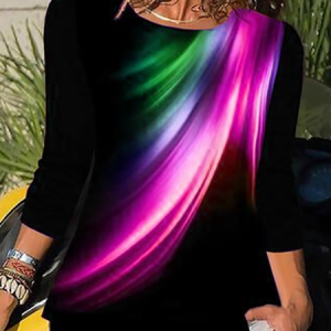 Long Sleeve Casual Tunic Top, T-shirts, color:Purple|size:XXL, Noracora