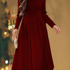 Women Simple Red Long Sleeve Formal Fitted Evening Occassion Long Dress, Dresses, color:Red|size:XXL, JustFashionNow