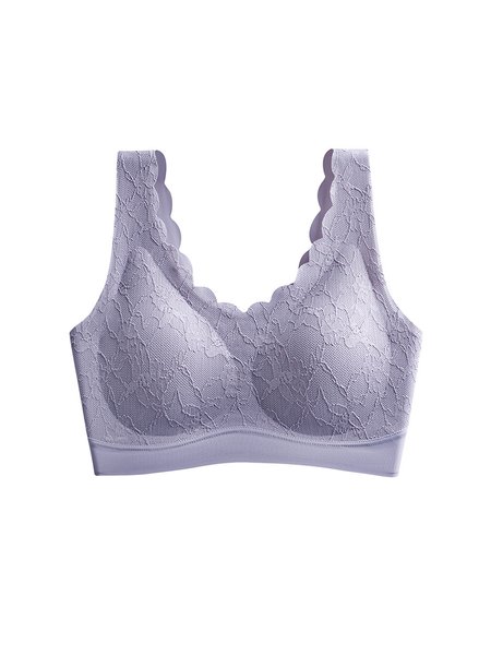 Women's Breathable Comfortable Lace Daily Sports Leisure Sleeping Seamless Bra & Bralette, Crop Bras, color:Gray|size:XXL, JustFashionNow