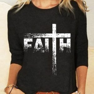 Crew Neck Letter T-shirt, T-Shirts, color:Black|size:3XL, JustFashionNow