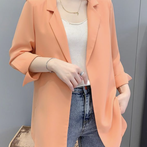 Lapel Collar Plain Casual Blazer, Blazers, color:Orange|size:XXL, JustFashionNow