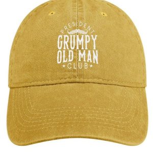 Men's /Women's President Grumpy Old Man Club Graphic Printing Regular Fit Adjustable Denim Hat, color:Yellow|size:One-size, Lilicloth.com