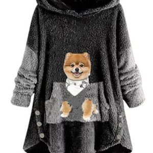 Casual Hoodie Dog Hoodie, Hoodies & Sweatshirts, color:Deep Gray|size:L, Noracora