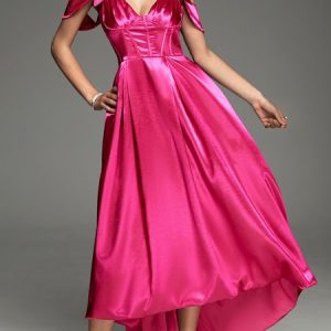 Party Plain Spaghetti Vintage Dress, Maxi Dresses, color:Deep Pink|size:XL, Stylewe