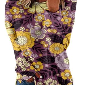 Floral Casual Loose Sweatshirt, Sweatshirts & Hoodies, color:Color10|size:3XL, JustFashionNow