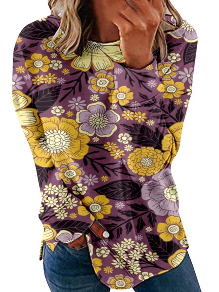 Floral Casual Loose Sweatshirt, Sweatshirts & Hoodies, color:Color10|size:3XL, JustFashionNow