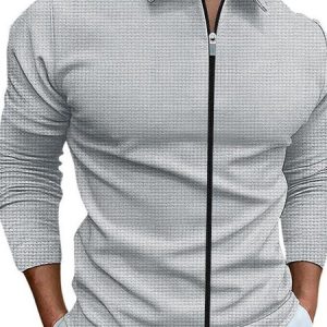Plain Regular Fit Casual Shawl Collar Top, Polos, color:Light Gray|size:3XL, JustFashionNow