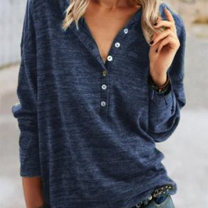 Long Sleeve Vintage Tunic Sweatshirt, Hoodies & Sweatshirts, color:Blue|size:3XL, Noracora