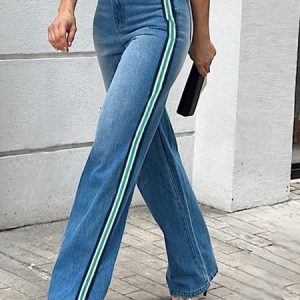 Denim Regular Fit Urban Color Block Jeans, Jeans, color:Blue|size:XXL, Stylewe