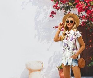 Loosen Vacation Shirt Collar Short Sleeve Top, Shirts & Blouses, color:Wine Red|size:XXL, JustFashionNow