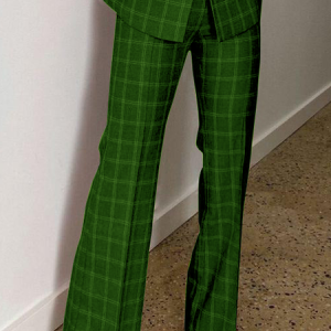 Regular Fit Urban Plaid Fashion Long Pants Straight pants, Pants, color:Green|size:XXL, Stylewe
