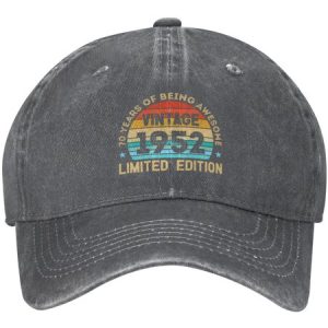 Vintage 1952 Limited Edition 70 Years Old Gift Adjustable Hat, color:Black-grey|size:One-size, Lilicloth.com