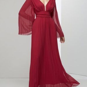 Elegant V Neck Plain Regular Fit Wedding Dress, Others, color:Wine Red|size:XL, Stylewe