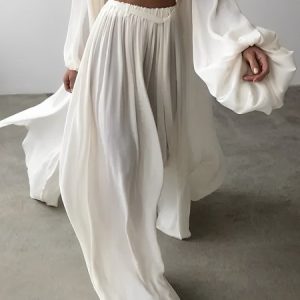Plain Loose Casual Fashion Pants, Pants, color:White|size:XXL, Stylewe