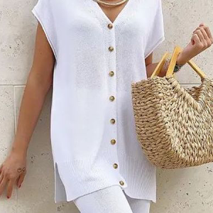 Loose High Elasticity V neck Short sleeve Urban Kimono, Kimonos, color:White|size:XXL, Stylewe