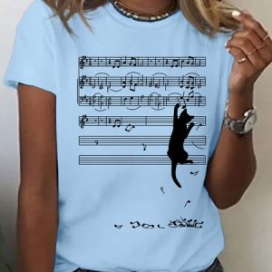 Women's Mischief Cat Lover Casual Cotton T-Shirt, T-shirts, Lilicloth.com