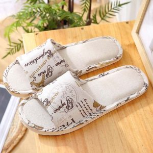 Rose Cat Alphabet Sailboat Print Indoor Non-slip Linen Slippers, Slippers, color:Color6|size:43, JustFashionNow