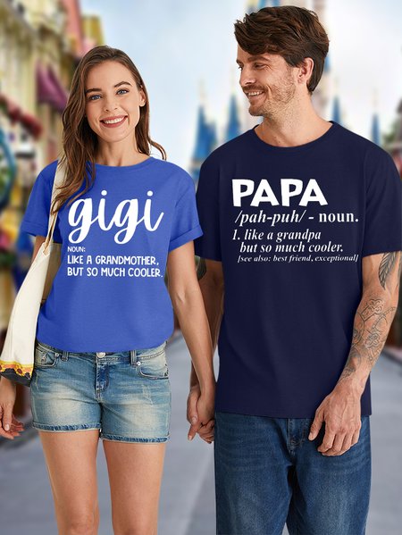 Men's Papa Like A Grandpa But So Much Cooler See Also Best Friend Exceptional Funny Graphic Print Valentine's Day Gift Couple Cotton Casual Text Letters T-Shirt, color:Purplish blue|size:3XL, Lilicloth.com