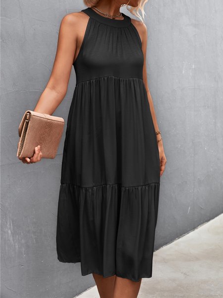 Casual V Neck Dress With No, Dresses, color:Black|size:XL, JustFashionNow