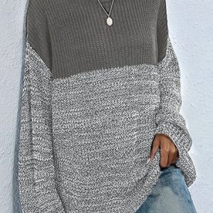 Women Yarn/Wool Yarn Plain Long Sleeve Comfy Casual Sweater, Sweaters, color:Deep Gray|size:XL, Noracora