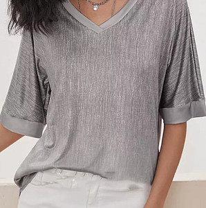 Regular Fit Plain Casual Cotton And Linen Top, Shirts & Blouses, color:Gray|size:XXL, JustFashionNow